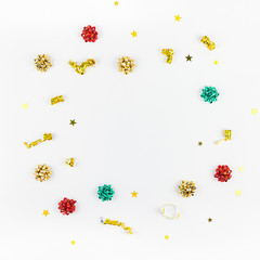 Christmas composition with golden frame