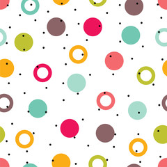Naadloze patroon, polka dot stof, behang, vector. Vrolijke polka dot vector naadloze patroon. Kan worden gebruikt in de textielindustrie, papier, achtergrond, scrapbooking.