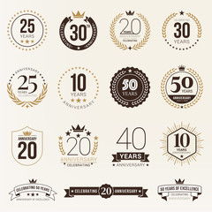 Multiple years anniversary celebration logotype. anniversaries logo set - obrazy, fototapety, plakaty
