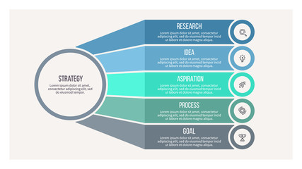 Business infographic. Organization chart with 5 options. Vector template.