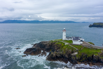 Aerial view, Fanad Lighthouse at Fanad Head was built 1818 in response to the sinking of the...