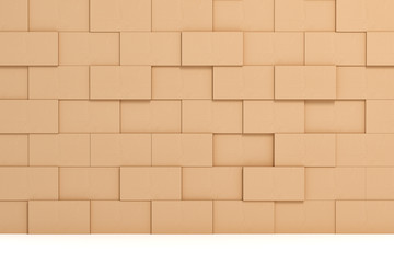 wall of cardboard box on white backgroaund 3d rendering