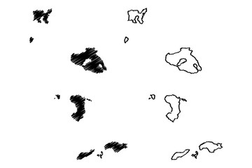 North Aegean Region (Greece, Hellenic Republic, Hellas) map vector illustration, scribble sketch North Aegean map
