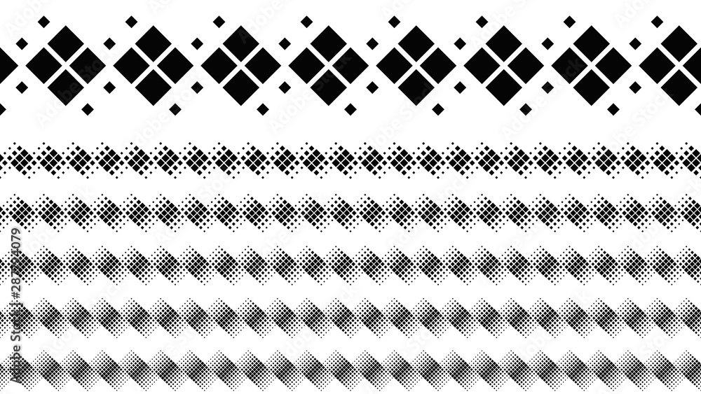 Poster abstract monochrome square pattern page divider line set - black and white vector design elements fr