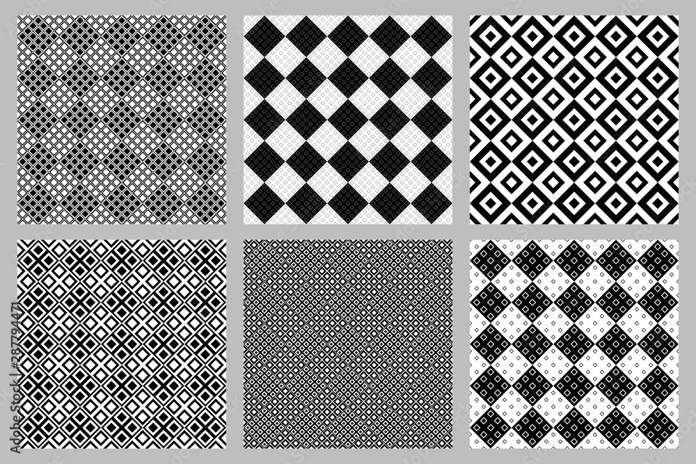 Poster seamless diagonal square pattern background set - abstract vector graphic designs from squares