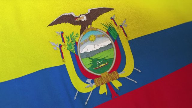 Ecuador national flag seamlessly waving on realistic satin texture 29.97FPS