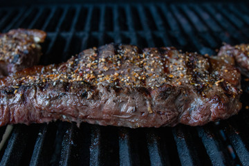 Steak that has been spiced with Montreal steak spice
