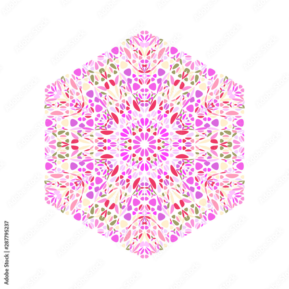 Poster isolated ornate floral hexagon polygon - colorful geometric hexagonal ornamental vector design eleme