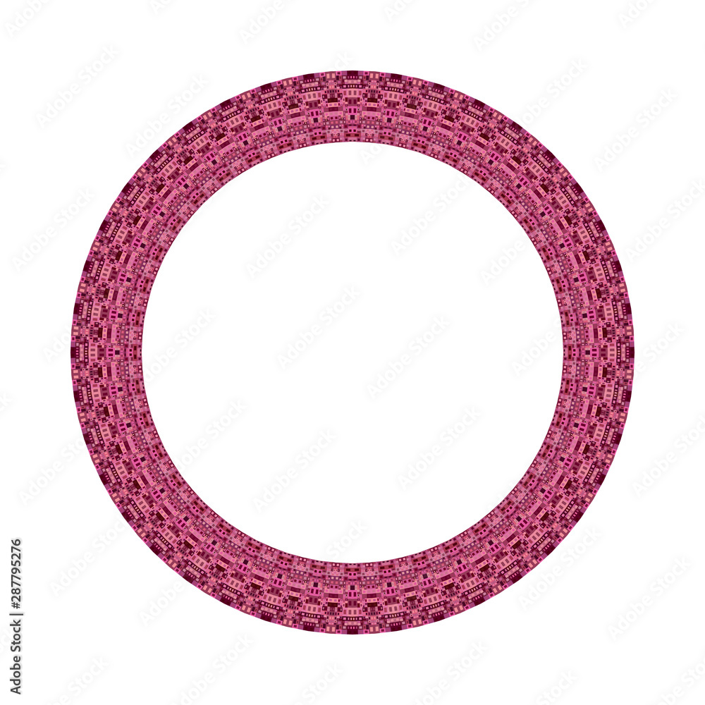 Poster isolated tiled mosaic round frame - abstract ornamental colorful vector element on white background
