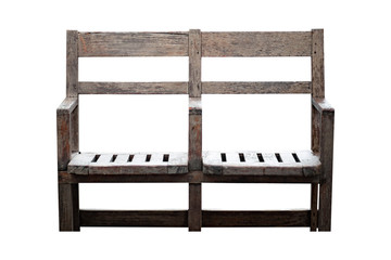 Twin wooden chair isolated on white background with clipping path