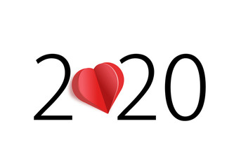 happy new year 2020 with heart 