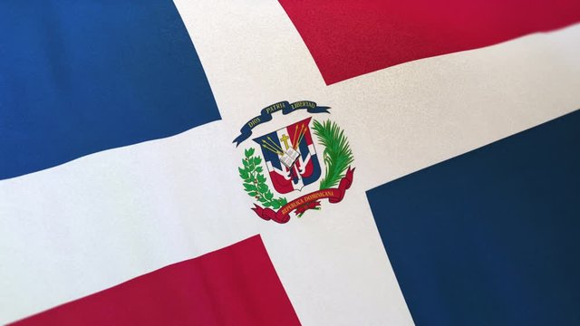 Dominican Republic national flag seamlessly waving on realistic satin 29.97FPS