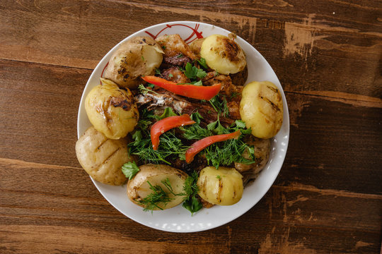 dish potatoes, and tail of a sheep.