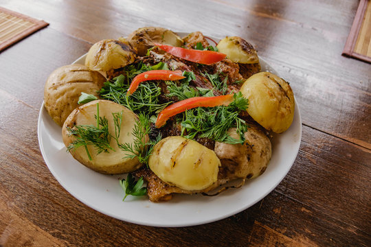 dish potatoes, and tail of a sheep.
