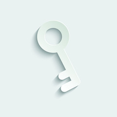   key icon/ simple unlock symbol/ paper icon  with shadow 