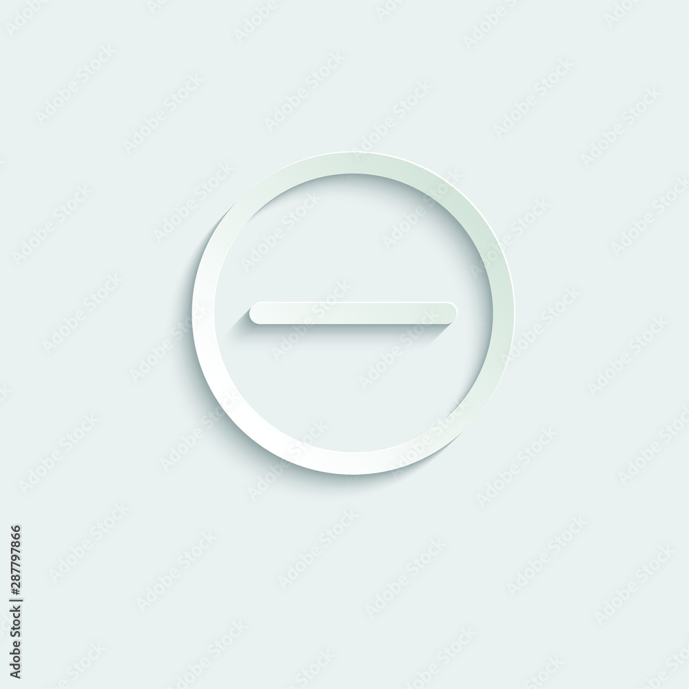 Poster remove icon. remove item. mines or negative symbol. paper icon with shadow