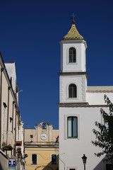 Fototapeta na wymiar Bell tower in the small Mediterranean village of Ischia Ponte. B