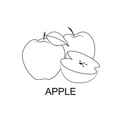 Vector illustration of thin line icons for apple Linear symbols set.