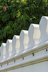 row of white fence, temple fence, bangkok thailand