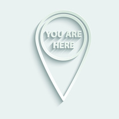  map point icon. Location icon. Your destination sign.  paper icon  with shadow 