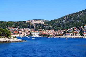 Fototapeta na wymiar Town Hvar, on island Hvar, Croatia, popular summer travel destination.