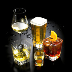 a choice of possibilities to consume alcohol at the bar