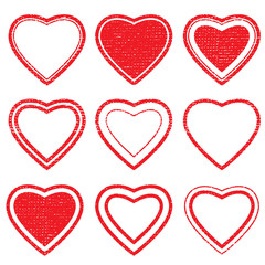 heart shape postal stamps set.illustration vector