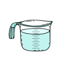 Measuring cup icon. Isolated kitchen jug with water.