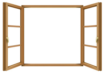 Wooden classic vintage open window