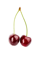 Cherries isolated on white background with clipping path