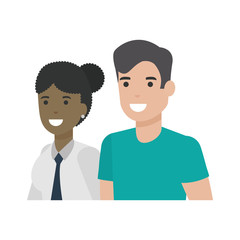 Couple of woman and man cartoon design