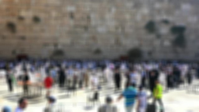 JERUSALEM, ISRAEL.  Jewish men praying at the Western wall in Jerusalem