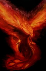 fly pheonix  on black background