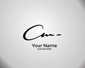 C,M,CM initial logo signature vector. Handwriting concept logo.