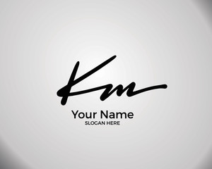 K M KM initial logo signature vector. Handwriting concept logo.