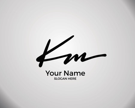 K M KM initial logo signature vector. Handwriting concept logo.