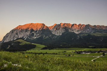 sunset austrian alps