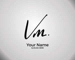 V M VM initial logo signature vector. Handwriting concept logo.