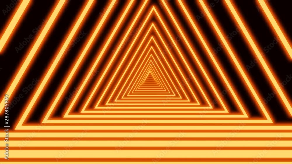 Aufkleber abstract geometric tunnel of neon triangles on a black background formed by colorful azure narrow cr