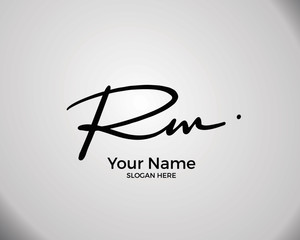 R M RM initial logo signature vector. Handwriting concept logo.