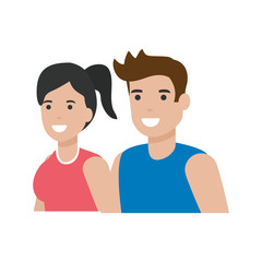 Couple of woman and man cartoon design