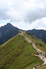 Fototapeta na wymiar Summer Tatra Mountain, Poland, view from Kasprowy Wierch to Swinica mount.