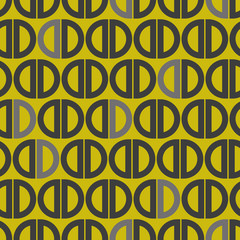 Vector half circle seamless geometric pattern in grey and gold. Simple shape made into repeat. Great for background, wallpaper, wrapping paper, packaging, fashion.