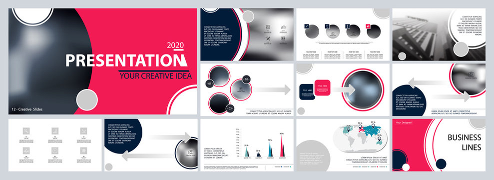 Presentation business template. Vector set, elements of infographics, white background. Flyer, postcard, corporate report, marketing, advertising, banners. Slideshows, photos, brochures, annual report
