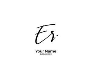 E R ER initial logo signature vector. Handwriting concept logo.