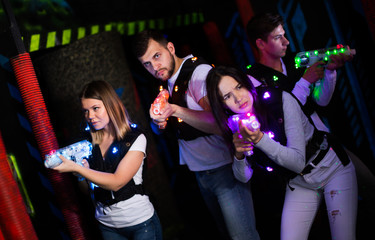 Young people during lasertag game