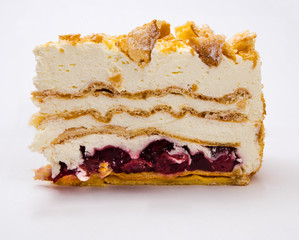 Choux pastry Flakes pie in German called (Flockentorte) isolated.  Baden Wuerttemberg, Germany, Europe