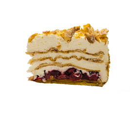 Choux pastry Flakes pie in German called (Flockentorte) isolated.  Baden Wuerttemberg, Germany, Europe