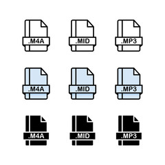 Simple vector square file types and formats labels icon set