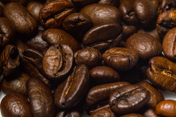 Closeup Roasted brown coffee beans